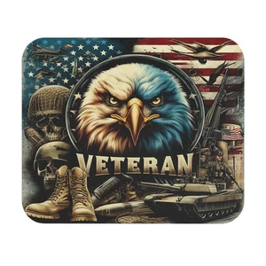 Patriotic Veteran Mouse Pad, Military Desk Pad, Veteran USA Flag Gamer Pad - Picture 1 of 5