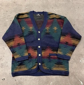 Vintage Structure Cardigan Sweater Adult XL Aztec Southwestern 100% Wool - Picture 1 of 5