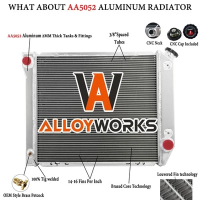 2 Row Aluminum Radiator  Fit 1980-84,1983 Ford Bronco F-100 F-150 F-250 F-350 Foto 1 de 4