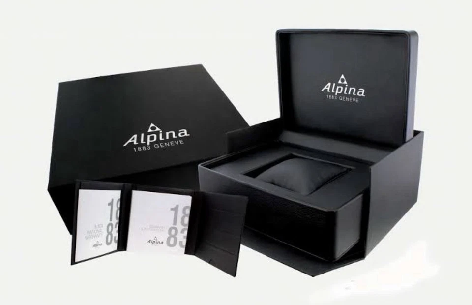 Alpina Watch Box Presentation Black Cardboard Case Display Empty With Booklet - Image 1 of 1