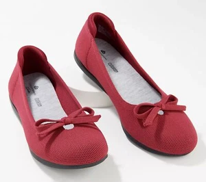 Clarks Lavable Tejido Arco Zapatos Planos Ruibarbo M/5 Nuevos - Imagen 1 de 1