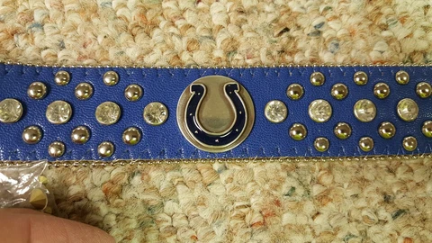 Indianapolis Colts Blue Leather Belt Rhinestone Fancy Style Glitz NFL Bling L XL Cover
