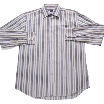 Camisa de vestir Paul Smith para hombre 15,5 púrpura/verde algodón a rayas hecha en Italia Foto 1 de 4