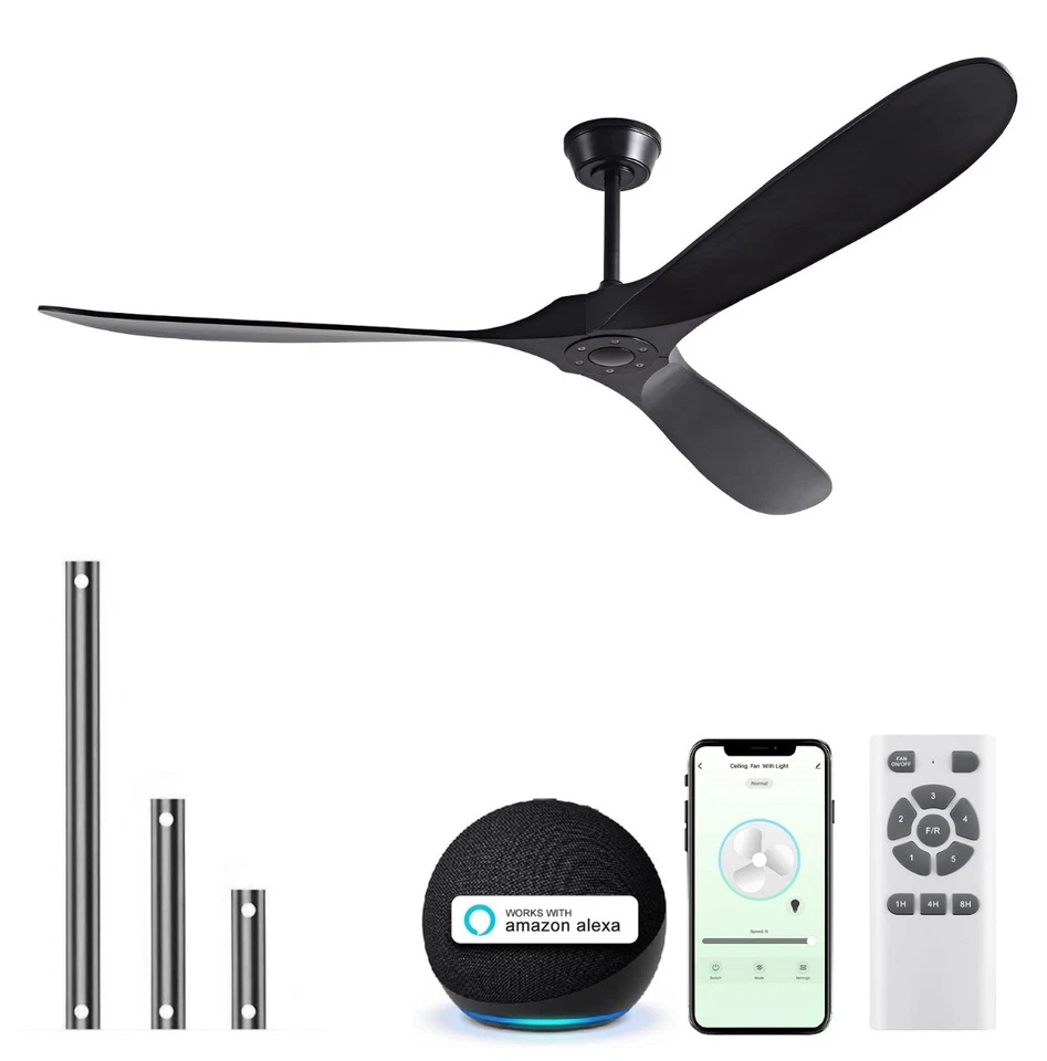 70 Inch Wood Ceiling Fan, Alexa/APP/Remote Control - Image 1 of 4