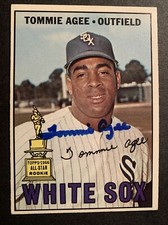 SIGNED TOMMIE AGEE  1967 Topps #455 NY Mets AUTOGRAPH Card