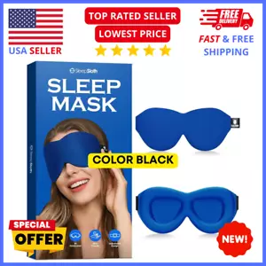 Sleep Eye Mask, 3D Contoured 100% Blackout Eye Mask, Adjustable Strap (BLACK) - Picture 1 of 8