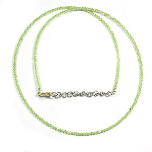 Green Peridot Faceted Round August Birthstone Beads Choker Women Necklaces 18'' - Picture 1 of 12