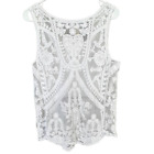 Dulcie Sheer Sleeveless White Lace Scoop Neck Top