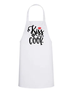 Kiss the Cook - White Apron with Color design Great Gift - Picture 1 of 1