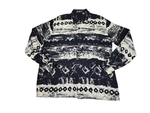 Camicia vintage Alan Stuart Aztec con bottoni manica lunga nero/crema uomo 16-16,5 - Foto 1 di 8