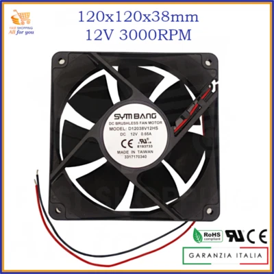 Ventola raffreddamento 12V 120x120 pc 120mm ventole x di per computer fisso case - Image 1 of 2