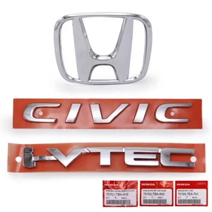 Set Rear Logo Tailgate Chrome Decal Trim Fits Honda Civic FC 2016 - 2020 - Picture 1 of 8