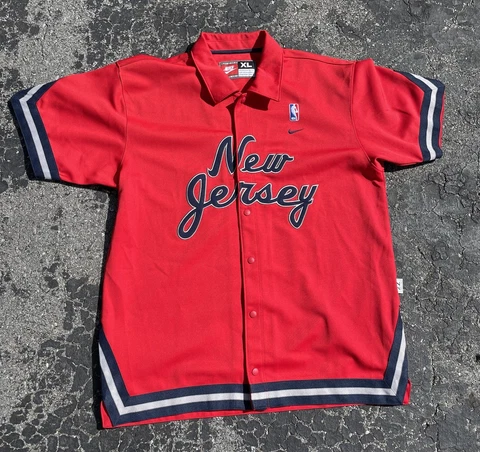 Nike NBA New Jersey Nets XL Red Warm-Up Jacket Shooting Shirt 2000s Cover