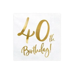 Confezione da 20 PEZZI Tovagliolo carta compleanno 40 ANNI oro 1B4J - Foto 1 di 2