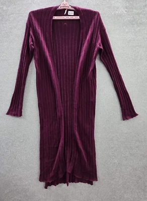 Free People Women Cardigan L Purple Cotton Linen Long Duster READ - Image 1 of 4