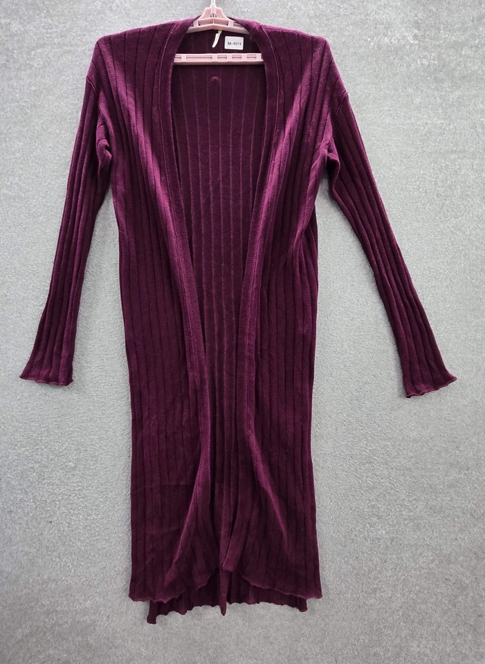 Free People Women Cardigan L Purple Cotton Linen Long Duster READ - Image 1 of 4