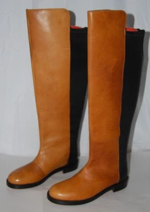 36/6❤️Maison Margiela 50/50 FLAT LEATHER BIKER RIDING OVER KNEE High BOOTS ITALY - Picture 1 of 17