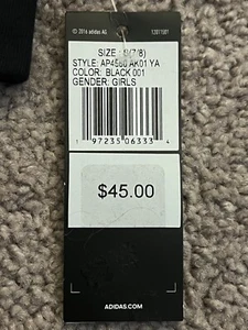 Adidas Full Zip Black Hoodie Girls Small (7/8) NWT $45 - Picture 1 of 7