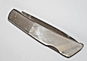 J Vintage Gerber Silver Knight by Sakai Japan folding pocket knife abalone mop - Picture 1 of 3
