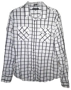Raw State Premium White Black Button Up Casual Men Shirt Slim Fit Size XXL - Picture 1 of 4