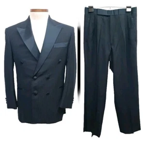 Custom Giliberto New York Double Breasted Tuxedo Suit Purple Black 36 Short - Picture 1 of 14