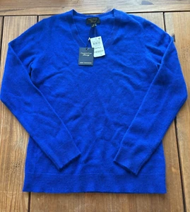 Maglione donna Charter Club Luxury Cashmere nuovo con etichette blu royal cashmere scollo a V - Foto 1 di 8