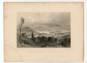 W.H. BARTLETT AMERIKANISCHE LANDSCHAFT Blick auf Hudson City & Catskill Mountains Litho - Bild 1 von 2