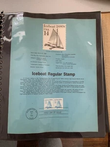 USPS Souvenir Page Scott 1985 iceboat stamps - Picture 1 of 1