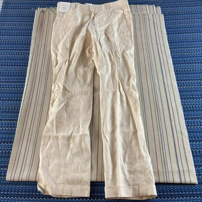 Murano Baird McNutt Linen Pants Mens 32x32 Ecru Alex Slim Fit Dress Lightweight - Image 1 of 4
