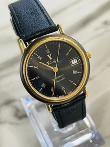 Vintage VALENTINO Gold Leather Mens Watch 1980’s - Picture 1 of 7