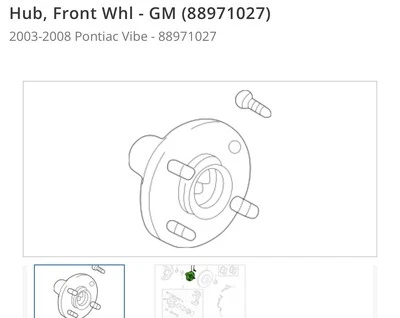 Nuevo buje de rueda delantera original genuino GM 88971027 Pontiac Vibe 2003-2008 Foto 1 de 2