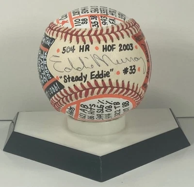Eddie Murray Signed OAL Baseball VCBC SuperStats, Hand Painted, JSA - Image 1 of 4