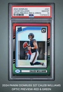 2024 Panini Donruss Caleb Williams Optic Preview Red & Green Prizm RC PSA 10 GEM - Picture 1 of 4