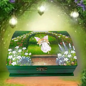JEWELRY JAR MYSTERY TRINKET BOX FAIRY THEME WHIMSICAL NECKLACE RING BRACELET 2lb - Picture 1 of 14