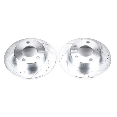PowerStop Evolution Drilled Slotted Rotors Pair Rear For Audi A6 Quattro - Image 1 of 3