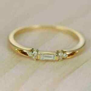 2Ct Baguette Cut Lab Created Diamond Women's Wedding Ring 14K Yellow Gold Finish