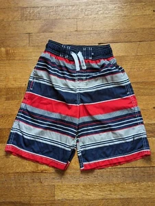 Nautica Boys Colorblock Patriotic Red White Blue Stripe Swim Short Trunks S 8 - Picture 1 of 6