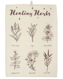 Healing Herbs Kitchen Witch Tea Towel Neutral Colour 70cm x 49cm BNWT - Picture 1 of 1