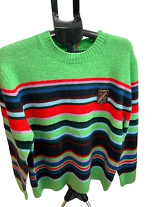 Houston White, green striped Sweater pullover Men’s Long sleeve Crewneck Striped - Picture 1 of 10