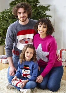 Family Christmas Knits Book 1 King Cole Sweater Hat Dog Coat Blanket & Cushion - Picture 1 of 15