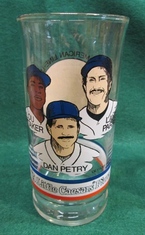 1984 Little Caesar's Detroit Tigers Tumbler Glass Whitaker, Petry and Parrish Cover