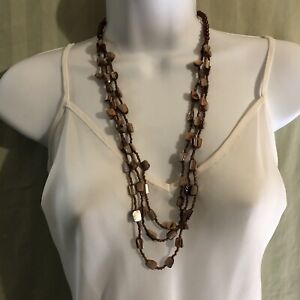 Island Life Copper Glow Pearl Bead Shell Chip Seed Necklace Slip-