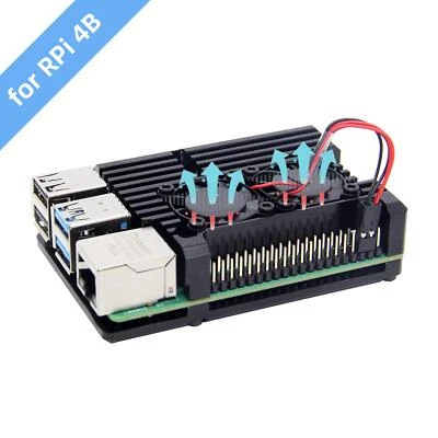 Raspberry Pi 4 Case Radiateur avec Double Ventilateur Raspberry Pi 4B en Alli... - Photo 1/4