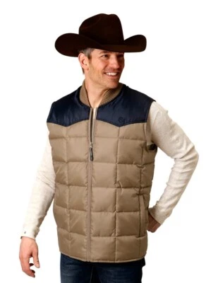 Chaleco Roper Western Para Hombres Poli Relleno Cremallera Caqui 03-097-0763-0529 BR Foto 1 de 2