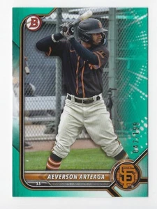 2022 Bowman Draft #BD-198 Aeverson Arteaga Aqua Parallel #'d 047/199 ~ Giants - Foto 1 di 2