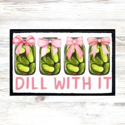 Hat Patch Pickles Dill With It Rectangle Sublimation DYI Fabric Glue Iron On Sew - Image 1 of 2