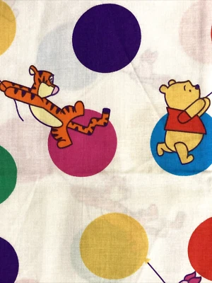 VTG Springs Industries Fabric Disney Rainbow Pooh Balloons on White 1Y x 44"W - Image 1 of 3