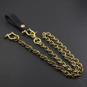Handmade Wallet Key Chain Vegetable-tanned Leather Belt Loop Brass Bow Shackle - Picture 1 of 5
