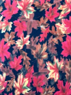 David Textiles Inc. Multicolor Fall Maple Leaves Print Fleece Fabric Remnant - Image 1 of 4