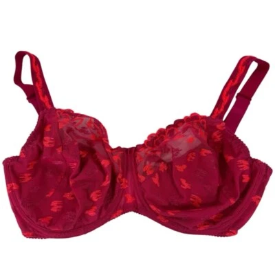 Prima Donna Semi-Sheer Lace Bra 32H Bright Pink Underwire Embroidered Sexy GUC - Image 1 of 4